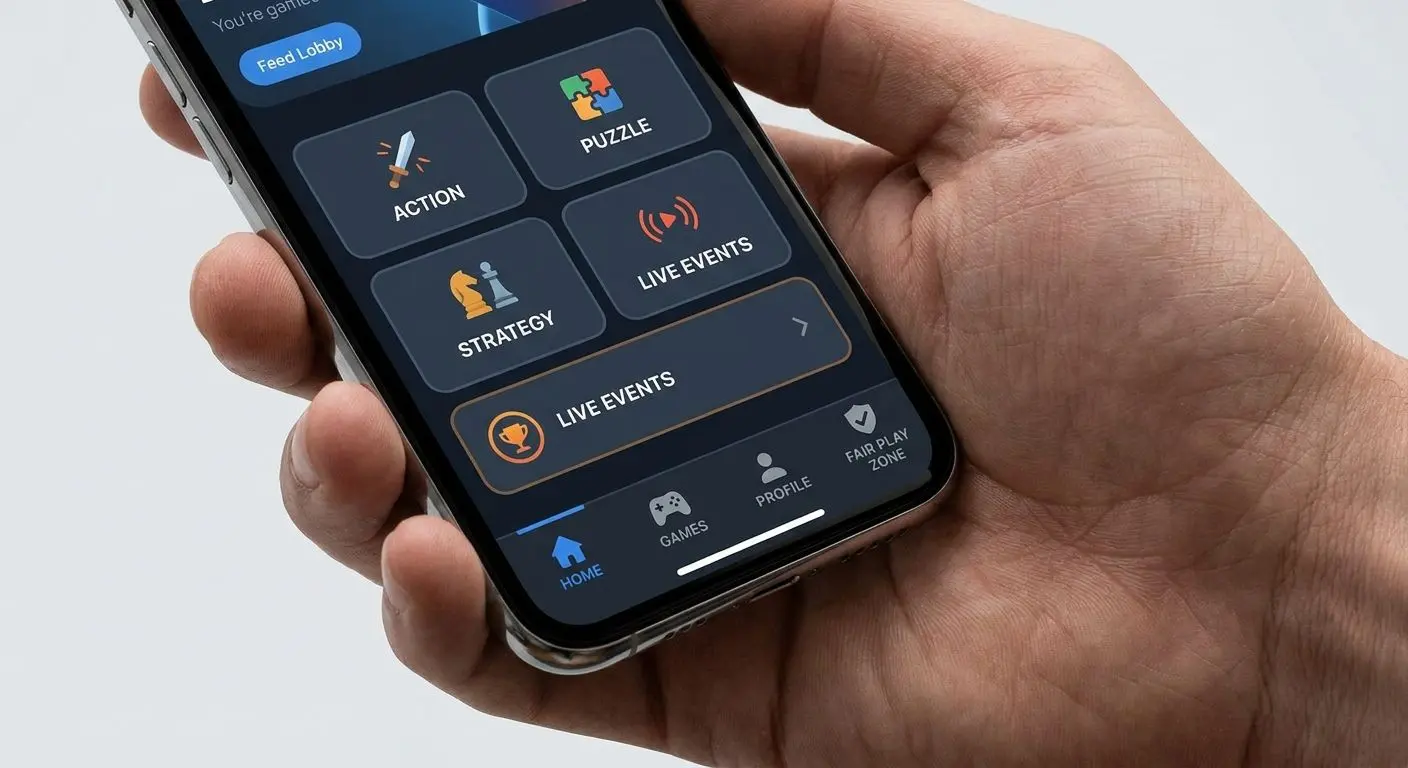 Smartphone mit mobiler App-Lobby und Menü