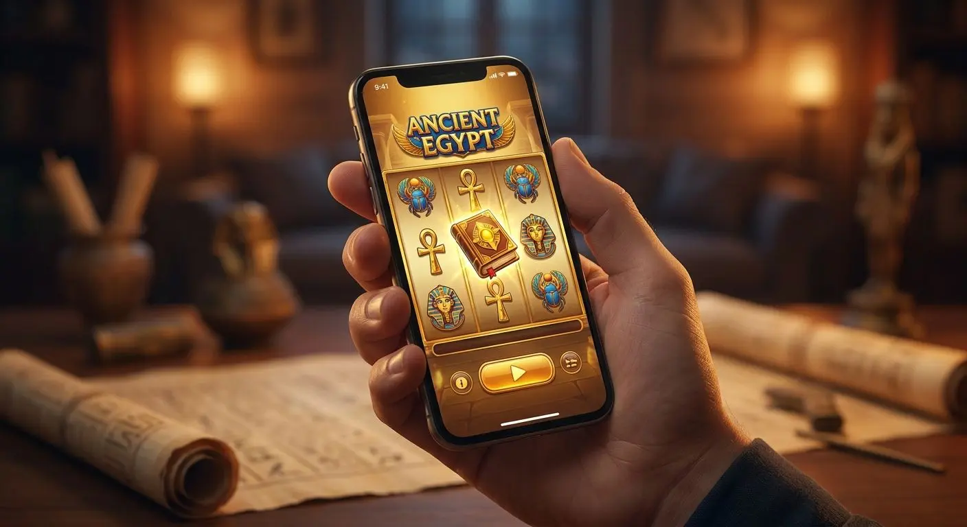 Book of Ra mobil spielen Smartphone mit mobilem Slot-Screen im Àgyptischen Stil