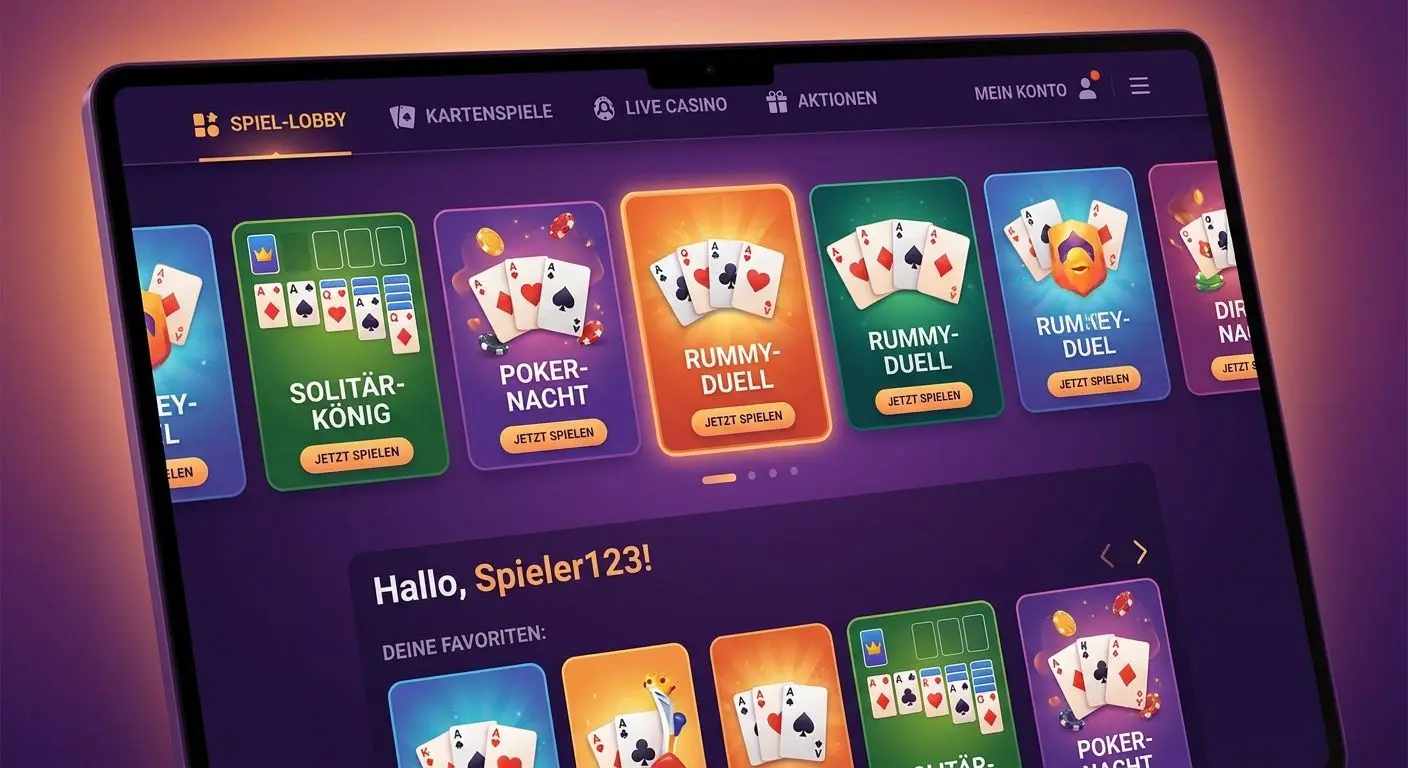 Strukturierte deutschsprachige Lobby-Ansicht mit farbiger Spielübersicht