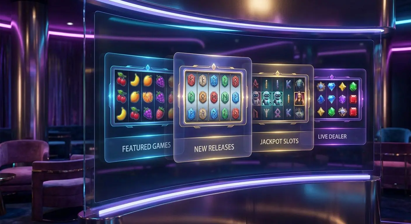 Vielfältige Slot-Lobby mit Walzen und unterschiedlichen Symbolen