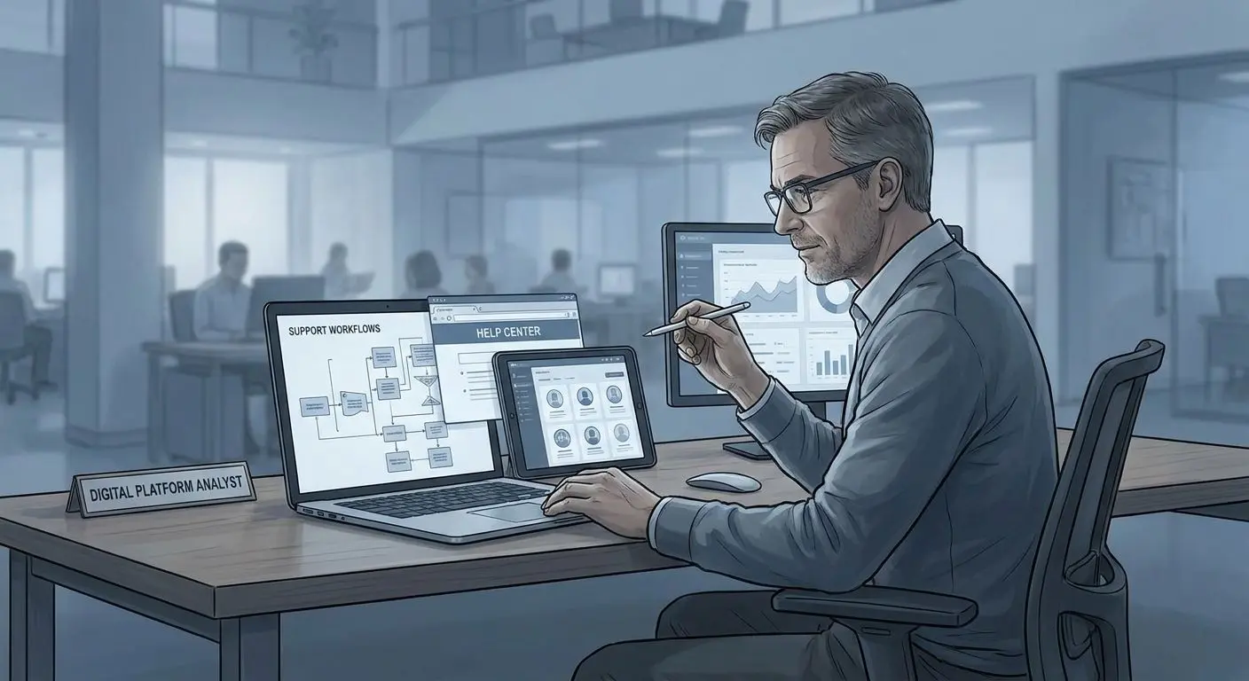 Illustration eines Experten für Support- und Plattformanalyse