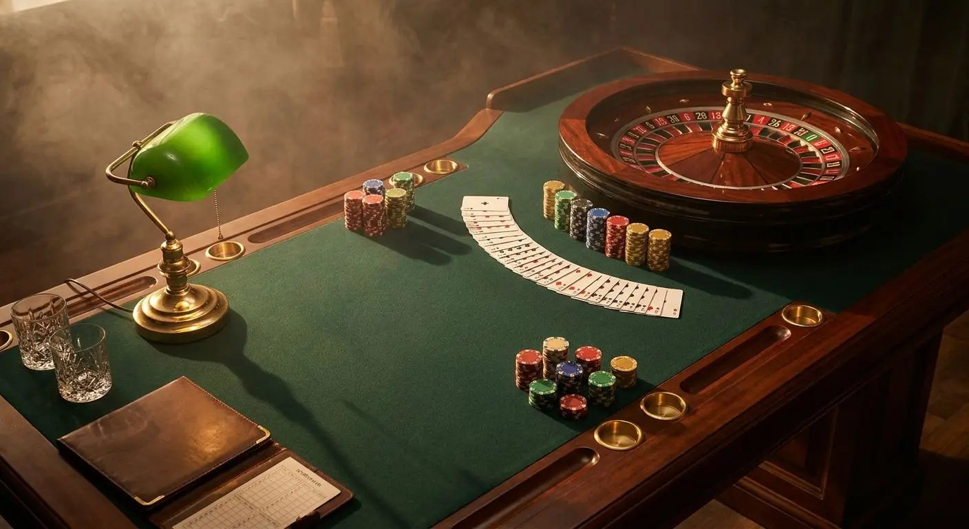 Roulette-Tisch mit Karten und Jetons