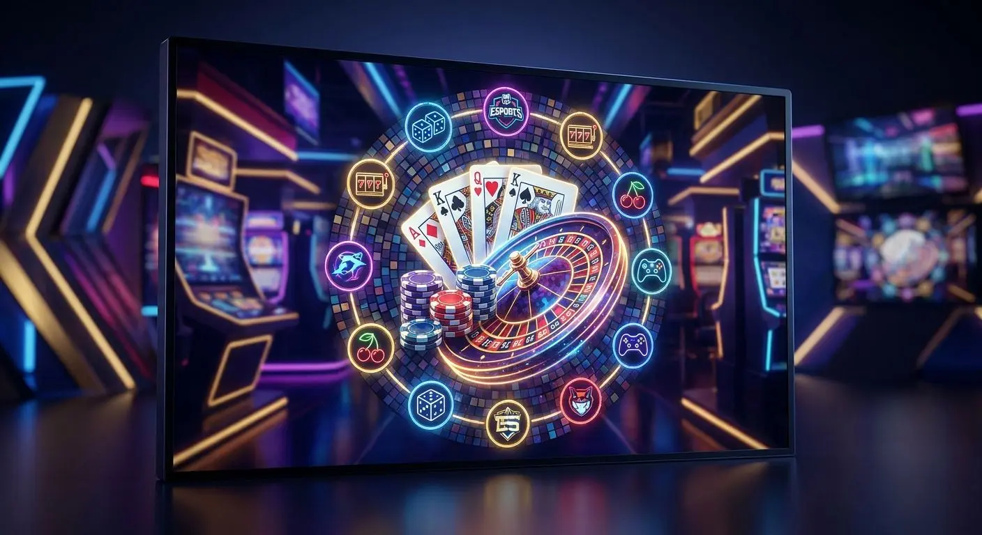 Poker als Teil des PlayOJO-Spielangebots Collage aus Poker-, Slots- und Roulette-Symbolen