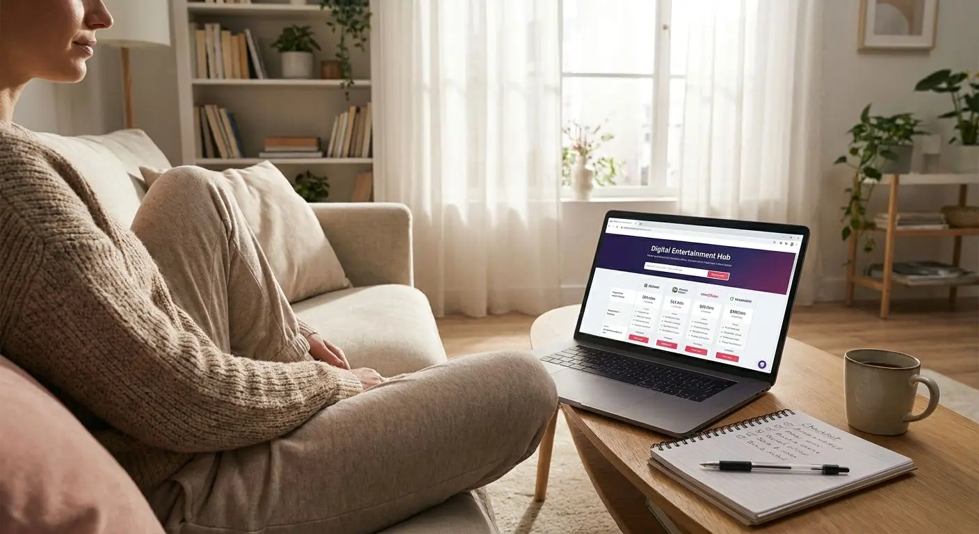 Neuer Spieler informiert sich vor dem Start am Laptop